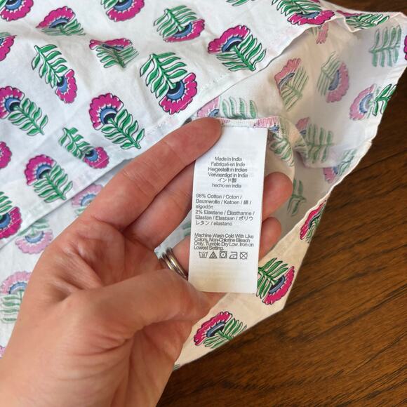 Bundle of (2) J Crew Floral Printed Tops Poplin / Shell Tank Femenine Sz L - Picture 7 of 15